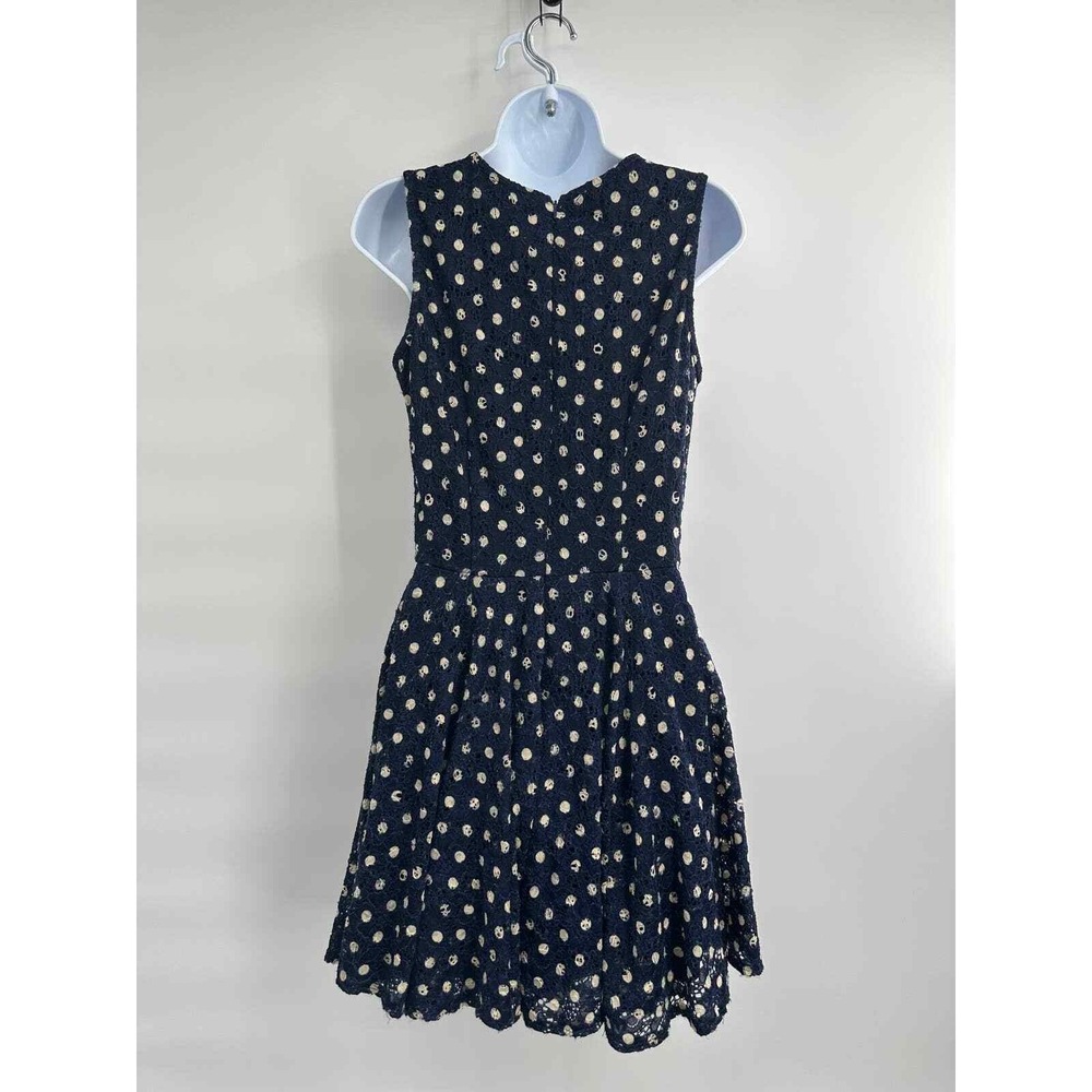 Maison Jules Blue Polka Dot Fit and Flare Dress Medium Cocktail Office‎ - Picture 7 of 7